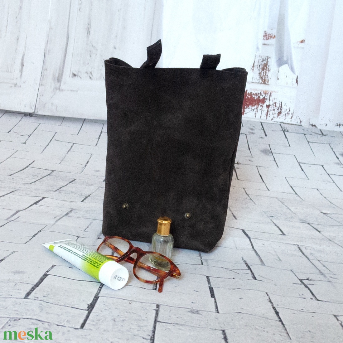 Olasz velúr marhabőr kozmetikai táska - táska & tok - neszesszer - Meska.hu