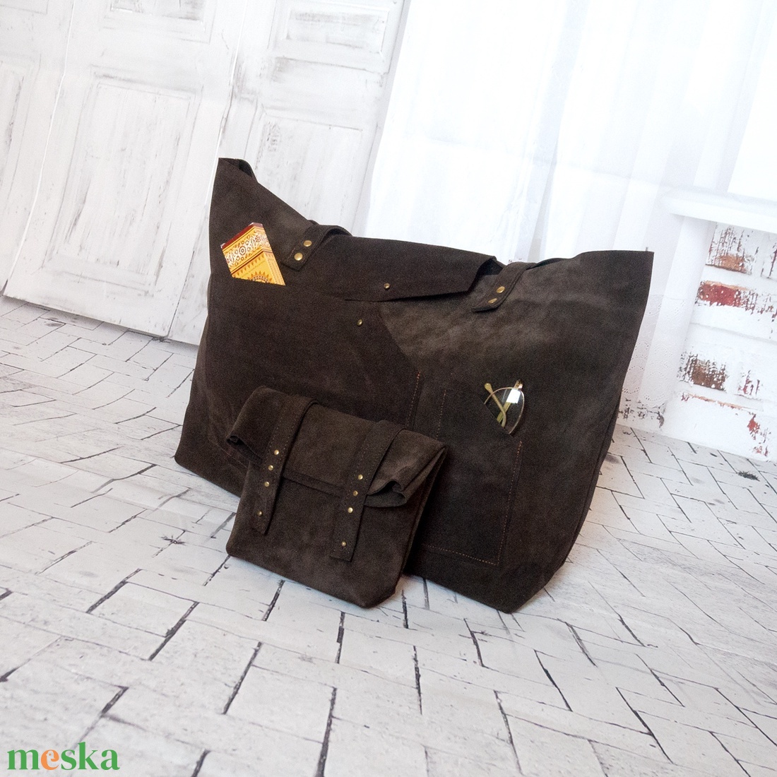 Olasz velúr marhabőr kozmetikai táska - táska & tok - neszesszer - Meska.hu