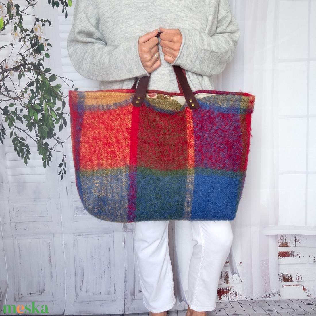 Skót stílusú nagy méretű gyapjú kézitáska - táska & tok - kézitáska & válltáska - nagy pakolós táska - Meska.hu
