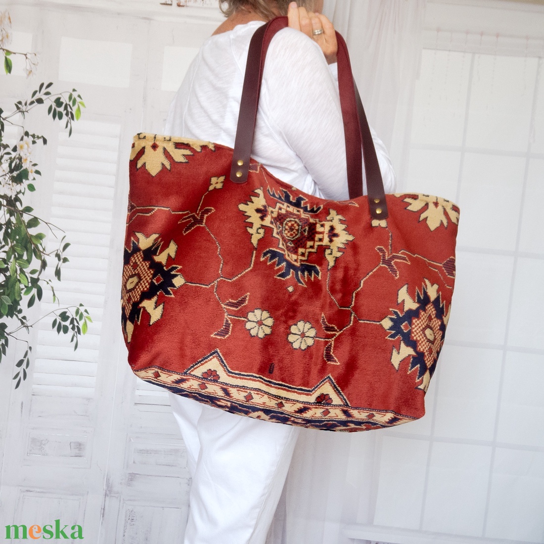 Nagy kilim/kelim stílusú szőnyegtáska - táska & tok - kézitáska & válltáska - nagy pakolós táska - Meska.hu