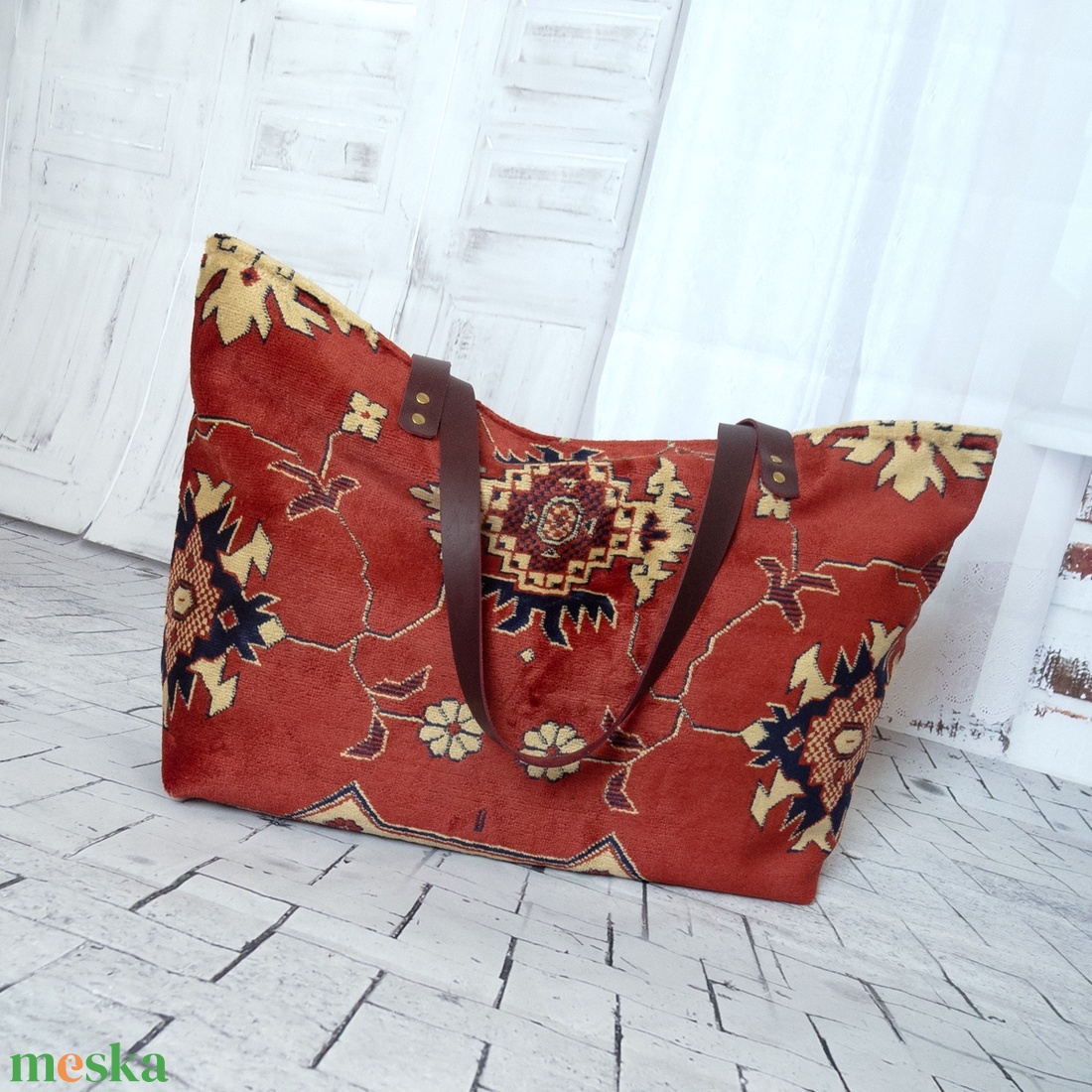 Nagy kilim/kelim stílusú szőnyegtáska - táska & tok - kézitáska & válltáska - nagy pakolós táska - Meska.hu