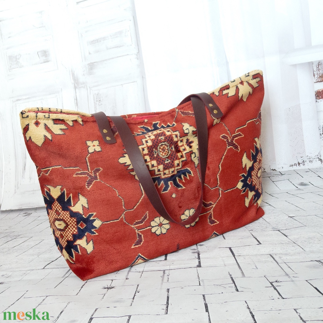Nagy kilim/kelim stílusú szőnyegtáska - táska & tok - kézitáska & válltáska - nagy pakolós táska - Meska.hu