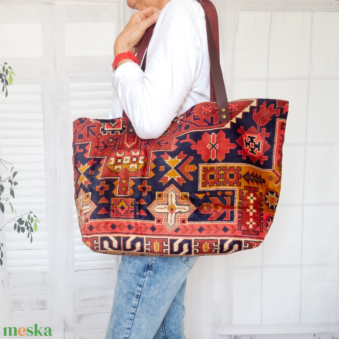 Nagy méretű Kilim stílusú szőnyegtáska - táska & tok - kézitáska & válltáska - nagy pakolós táska - Meska.hu