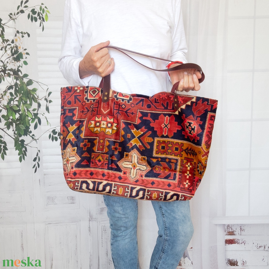 Nagy méretű Kilim stílusú szőnyegtáska - táska & tok - kézitáska & válltáska - nagy pakolós táska - Meska.hu