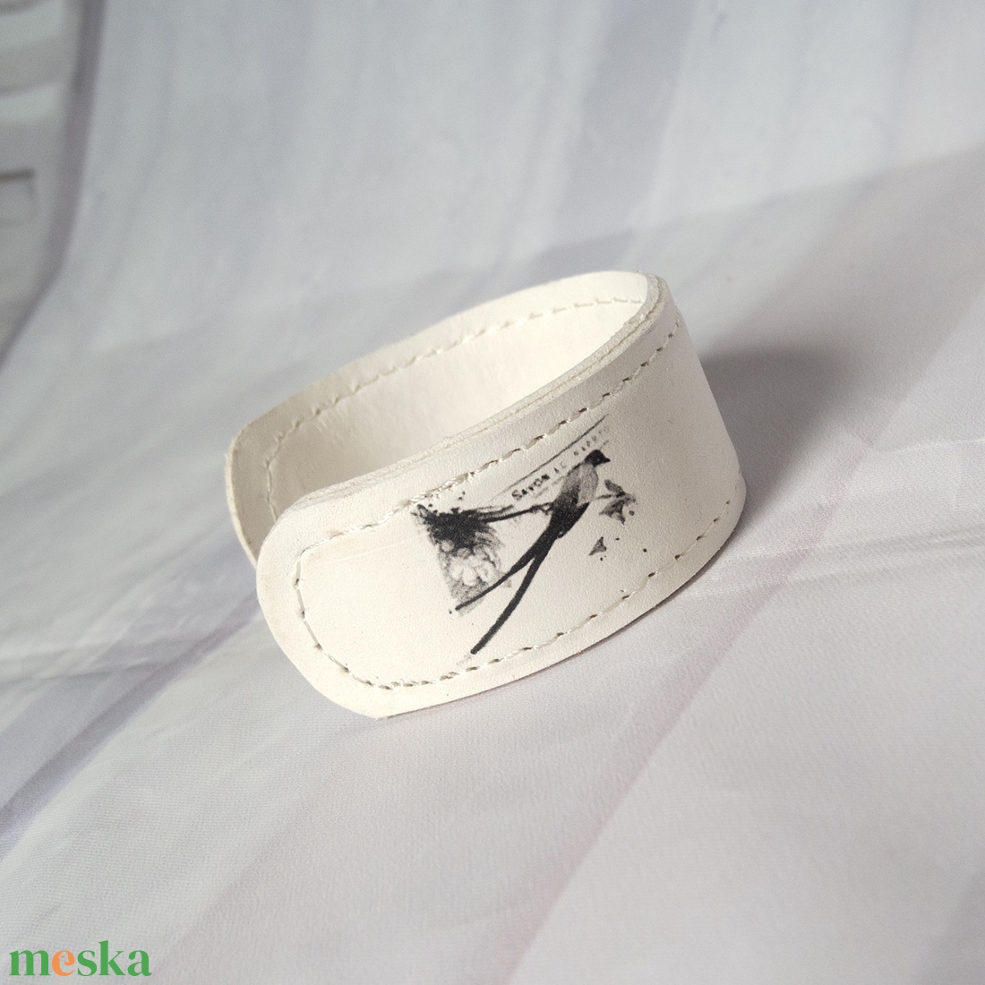 Olasz marhabőr vintage bird karkötő - ékszer - karkötő - széles karkötő - Meska.hu