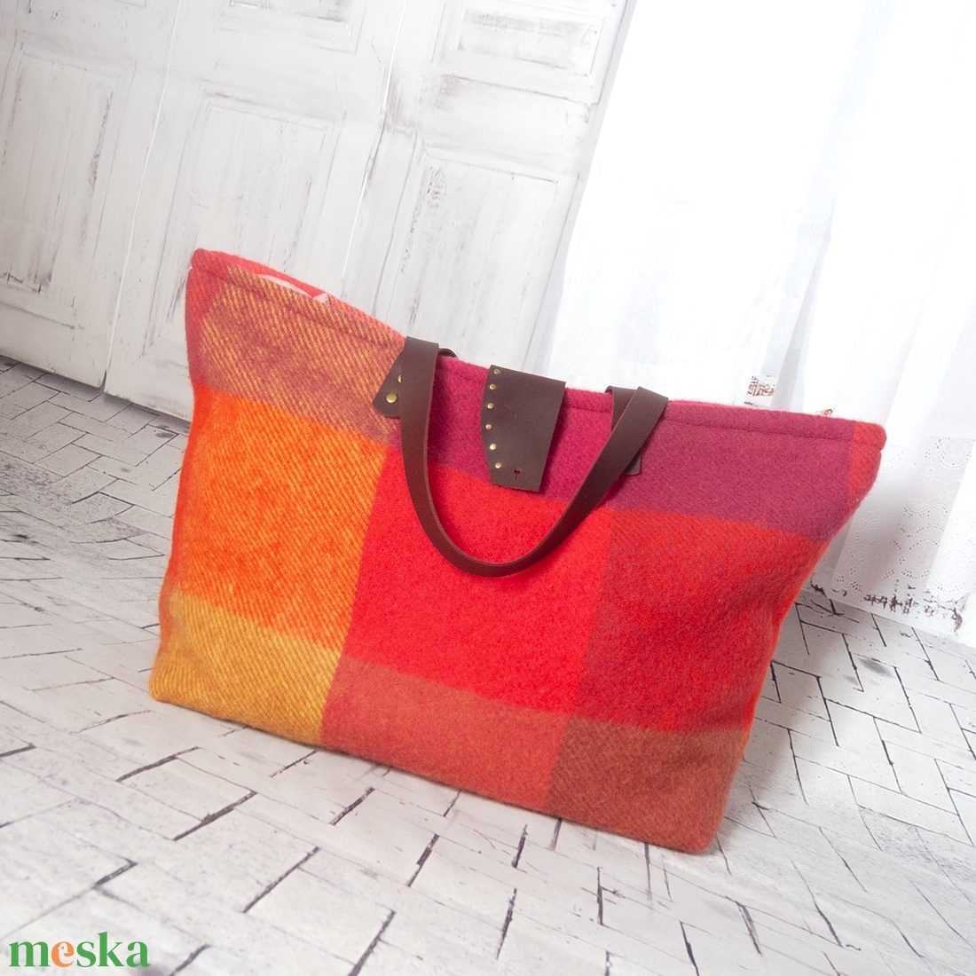 Nagy pakolós gyapjú táska a nap színeiben, Mindennapi mediterrán táska, Utazótáska, Shopper - táska & tok - kézitáska & válltáska - nagy pakolós táska - Meska.hu
