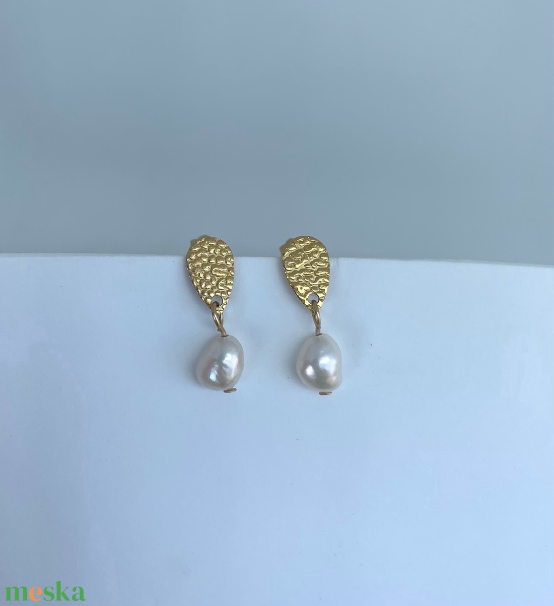 Double Sweet Pearl  Csepp alakú édesvízi gyöngy fülbevaló - ékszer - fülbevaló - lógó csepp fülbevaló - Meska.hu