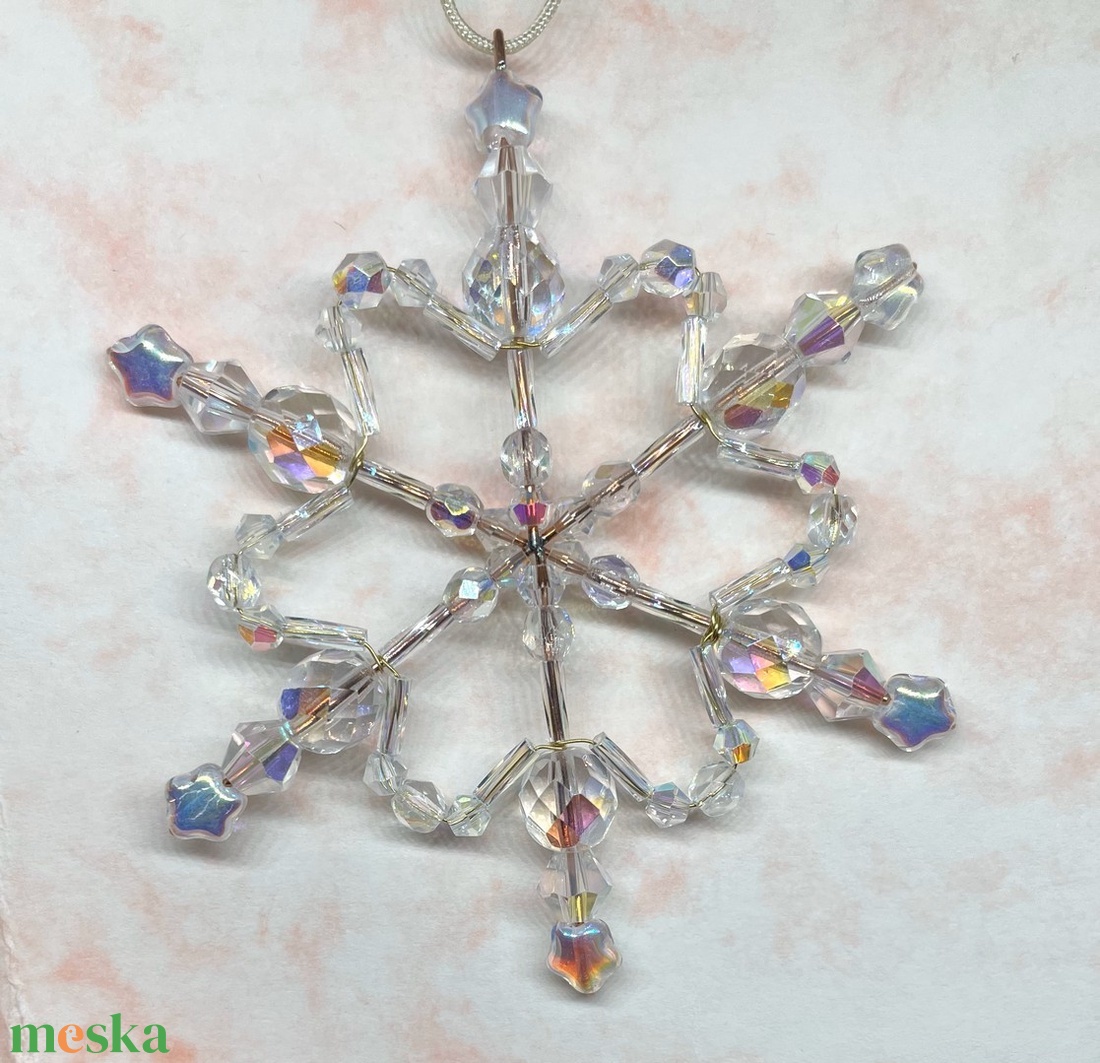 Christmas Snowflake - karácsonyi hópehely dísz gyöngyökből - karácsony - karácsonyi lakásdekoráció - karácsonyfadíszek - Meska.hu