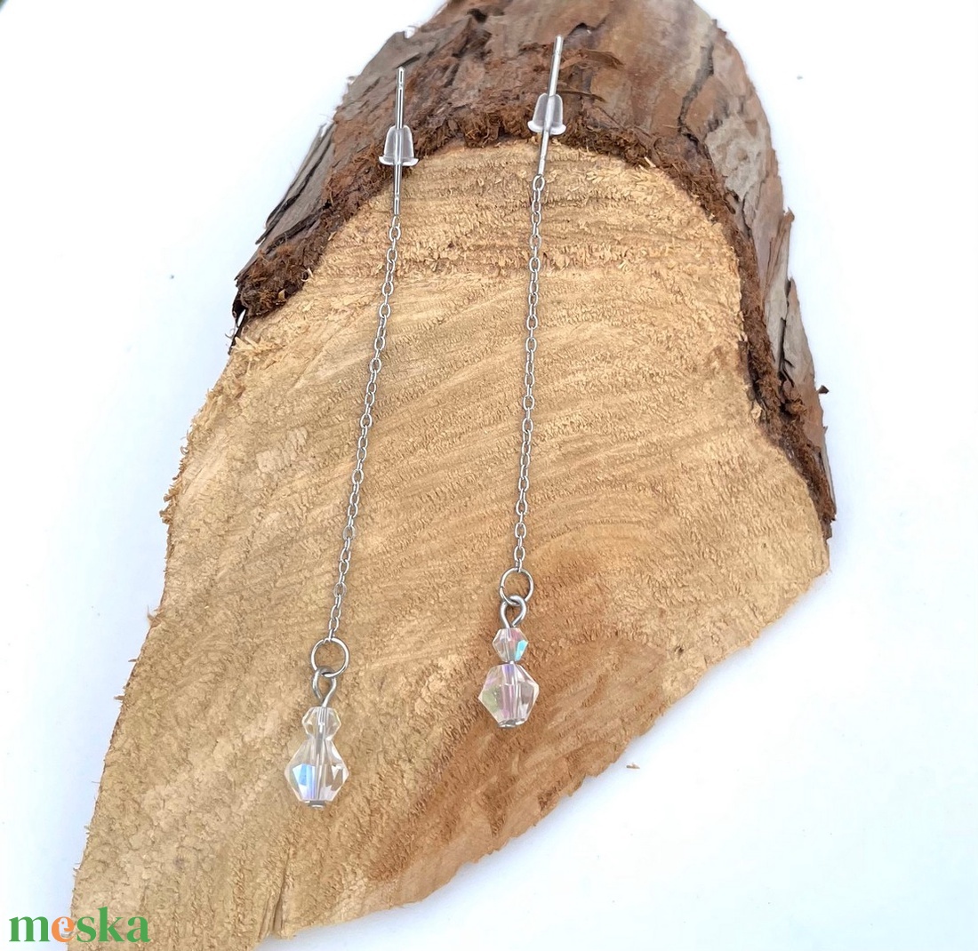 Pretty Crystal - Lógós lánc és üveggyöngy fülbevaló - ékszer - fülbevaló - lógó fülbevaló - Meska.hu Pretty Crystal - Lógós lánc és üveggyöngy fülbevaló - ékszer - fülbevaló - lógó fülbevaló - Meska.hu