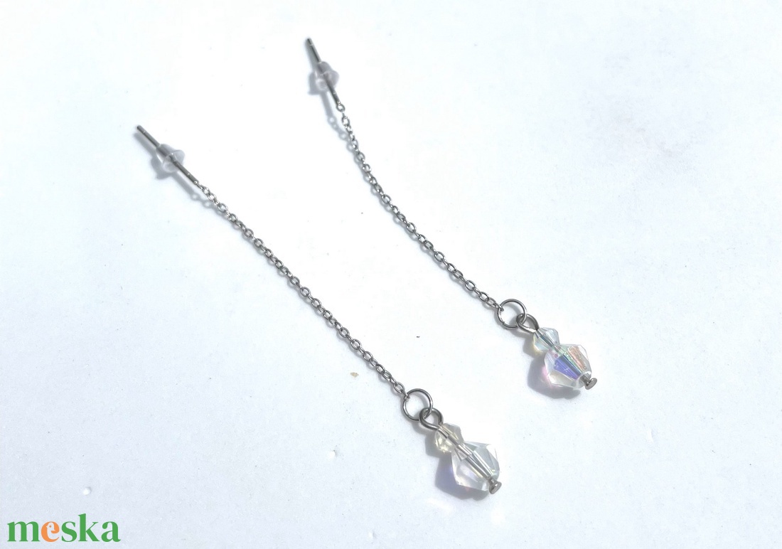 Pretty Crystal - Lógós lánc és üveggyöngy fülbevaló - ékszer - fülbevaló - lógó fülbevaló - Meska.hu Pretty Crystal - Lógós lánc és üveggyöngy fülbevaló - ékszer - fülbevaló - lógó fülbevaló - Meska.hu