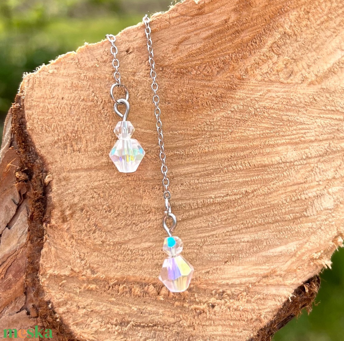 Pretty Crystal - Lógós lánc és üveggyöngy fülbevaló - ékszer - fülbevaló - lógó fülbevaló - Meska.hu Pretty Crystal - Lógós lánc és üveggyöngy fülbevaló - ékszer - fülbevaló - lógó fülbevaló - Meska.hu
