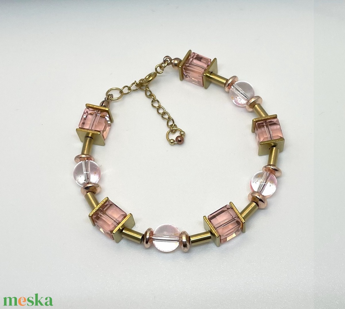 Pink and Gold - Üveggyöngy karkötő - ékszer - karkötő - gyöngyös karkötő - Meska.hu Pink and Gold - Üveggyöngy karkötő - ékszer - karkötő - gyöngyös karkötő - Meska.hu