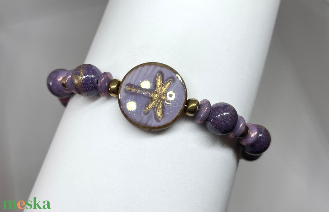 Goldish Dragonfly - Üveg- és ásványgyöngy karkötő - ékszer - karkötő - gyöngyös karkötő - Meska.hu