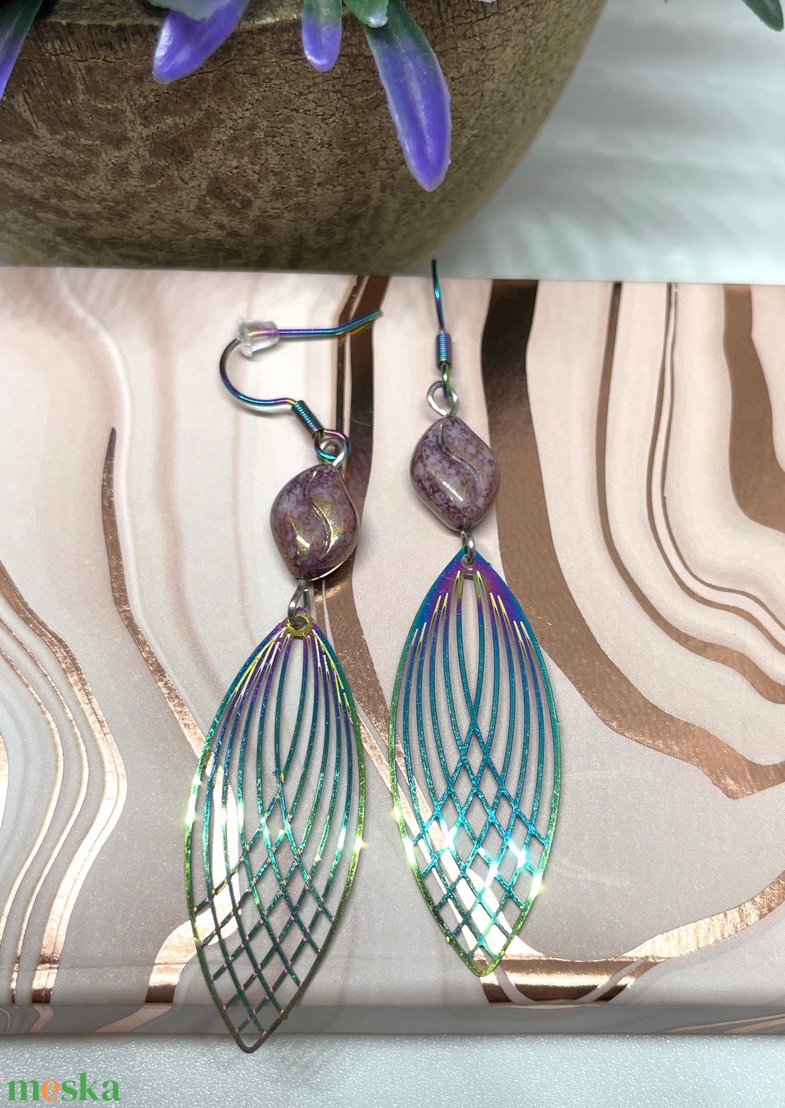 Graceful Art Deco - Könnyű lógó fülbevaló - ékszer - fülbevaló - lógó fülbevaló - Meska.hu