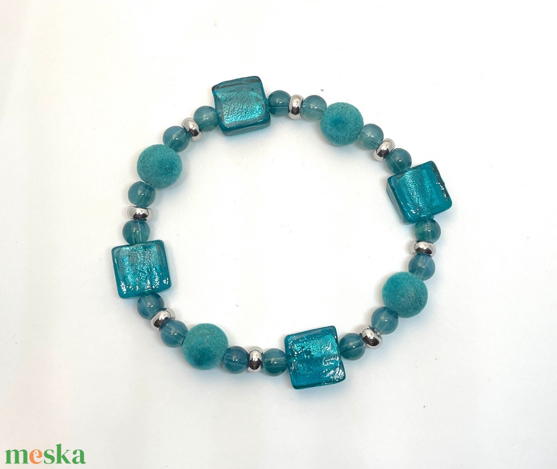 Teal Harmony - Üveggyöngy karkötő - ékszer - karkötő - gyöngyös karkötő - Meska.hu
