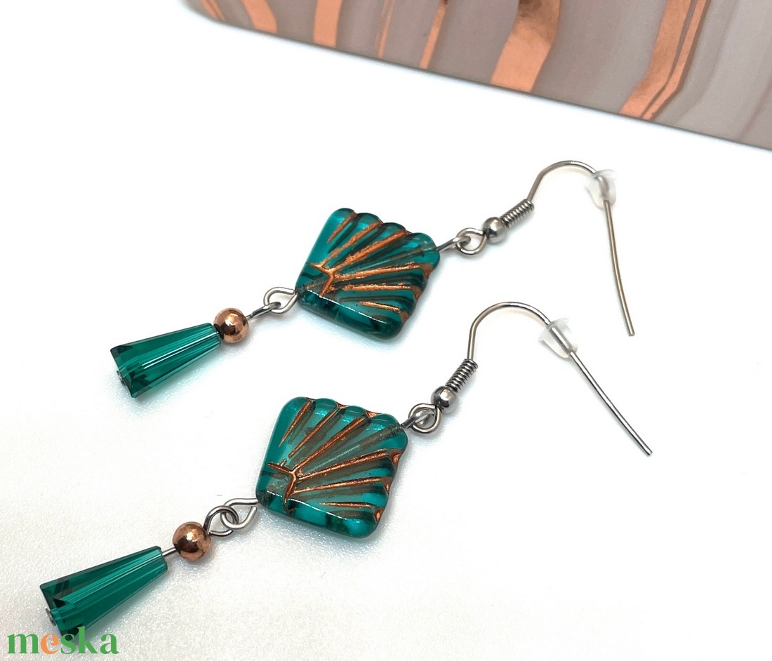 Art Deco Fan - Lógós fülbevaló - ékszer - fülbevaló - lógó fülbevaló - Meska.hu
