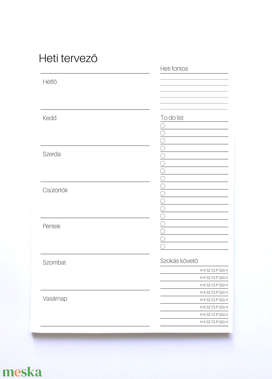 Egyszerű heti tervező jegyzettömb - otthon & lakás - papír írószer - naptár & tervező - Meska.hu