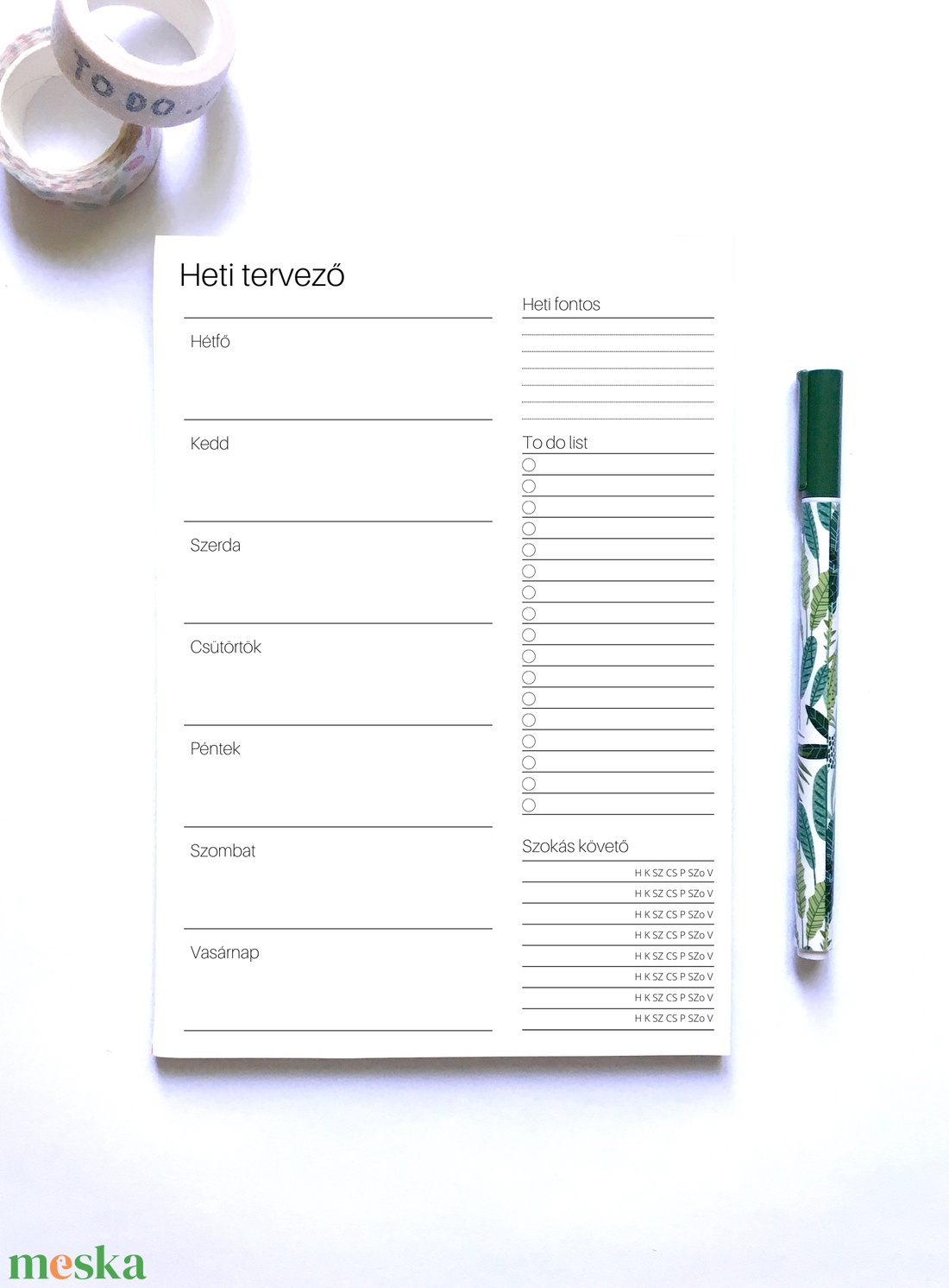 Egyszerű heti tervező jegyzettömb - otthon & lakás - papír írószer - naptár & tervező - Meska.hu