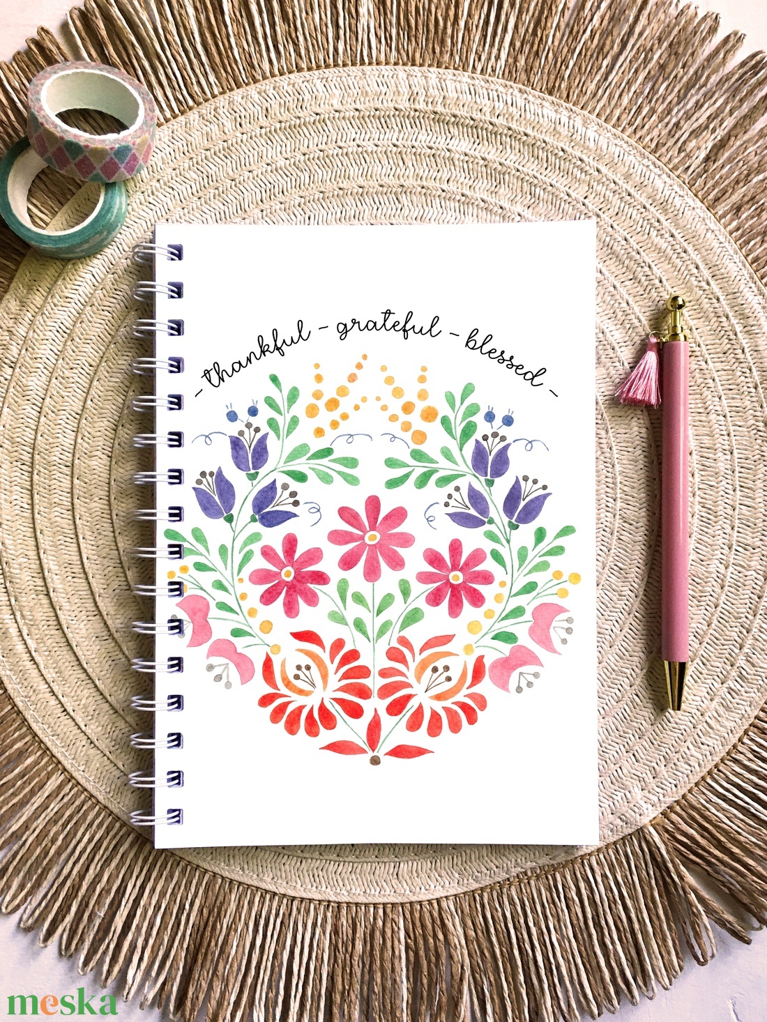 Kalocsai virágok idézettel spirálfüzet, jegyzetfüzet - otthon & életmód - papír, írószer - jegyzetfüzet & napló - Meska.hu
