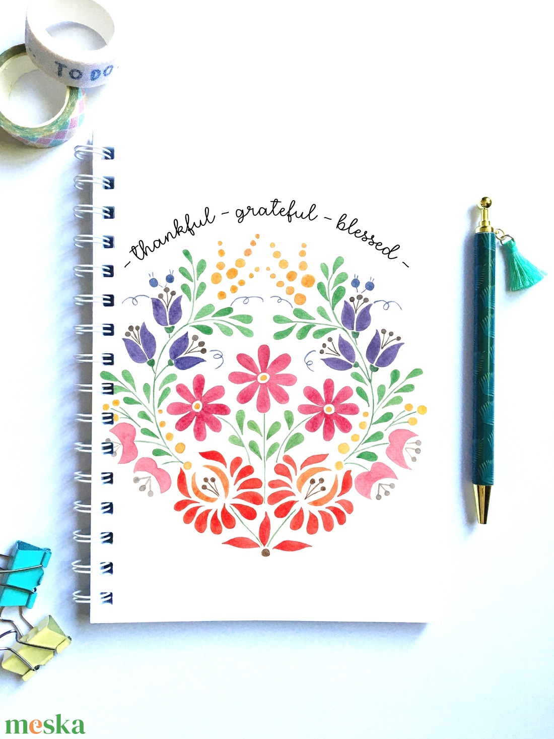 Kalocsai virágok idézettel spirálfüzet, jegyzetfüzet - otthon & életmód - papír, írószer - jegyzetfüzet & napló - Meska.hu