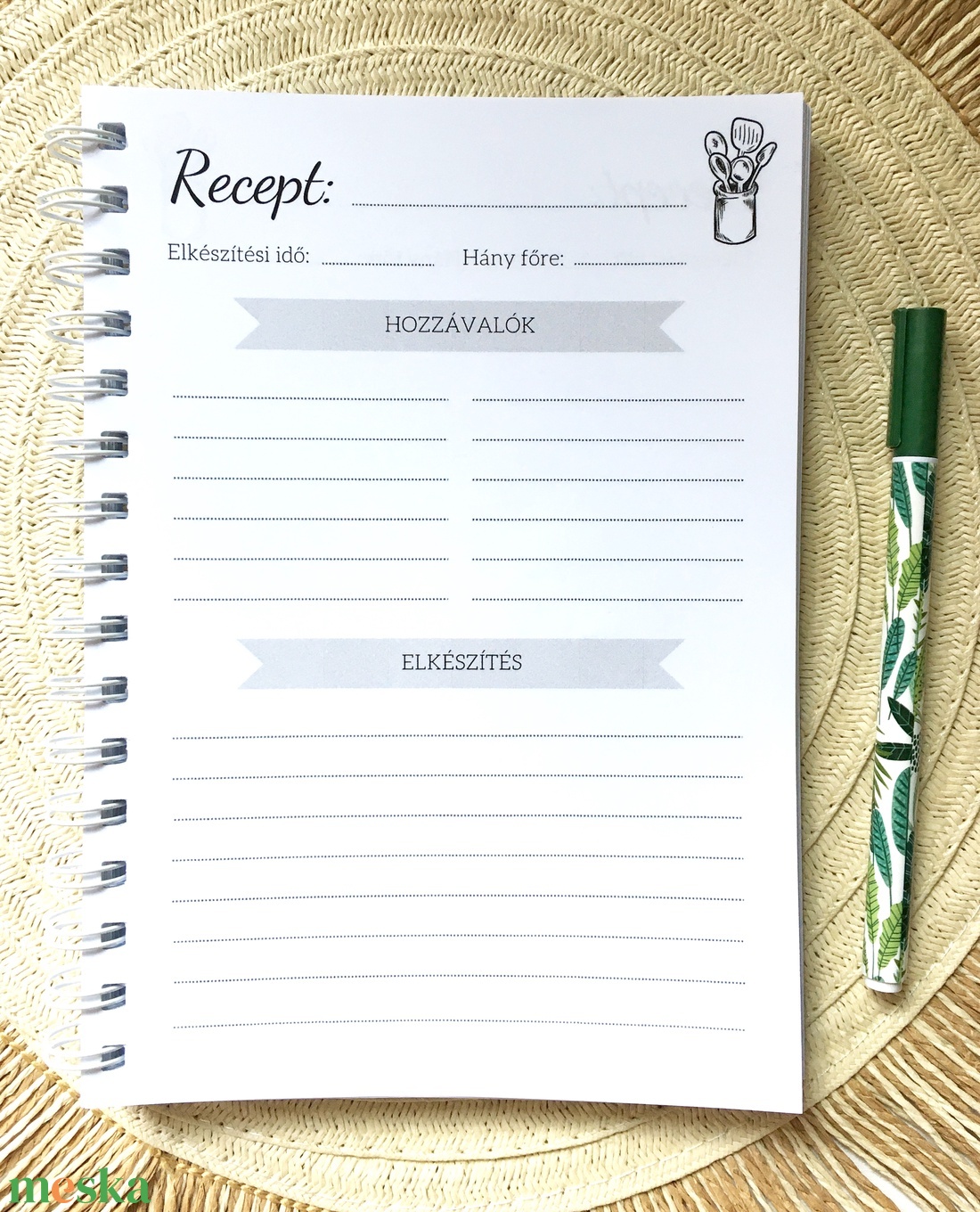 Zöldség mintás receptfüzet, receptes spirálfüzet - otthon & életmód - konyhafelszerelés, tálalás - sütés, főzés - receptfüzet - Meska.hu