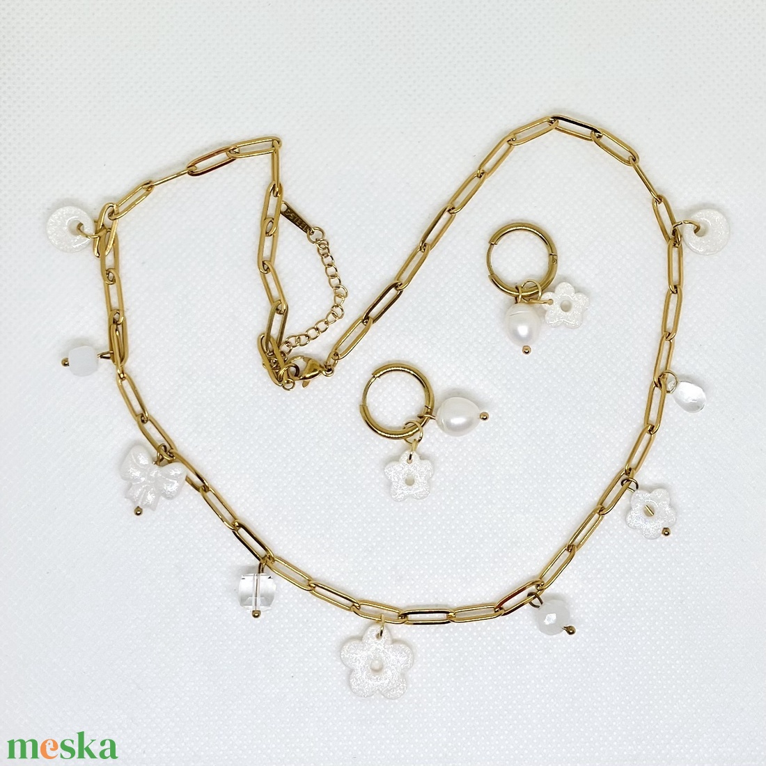 Fehér és arany ékszer szett - ékszer - ékszerszett - Meska.hu