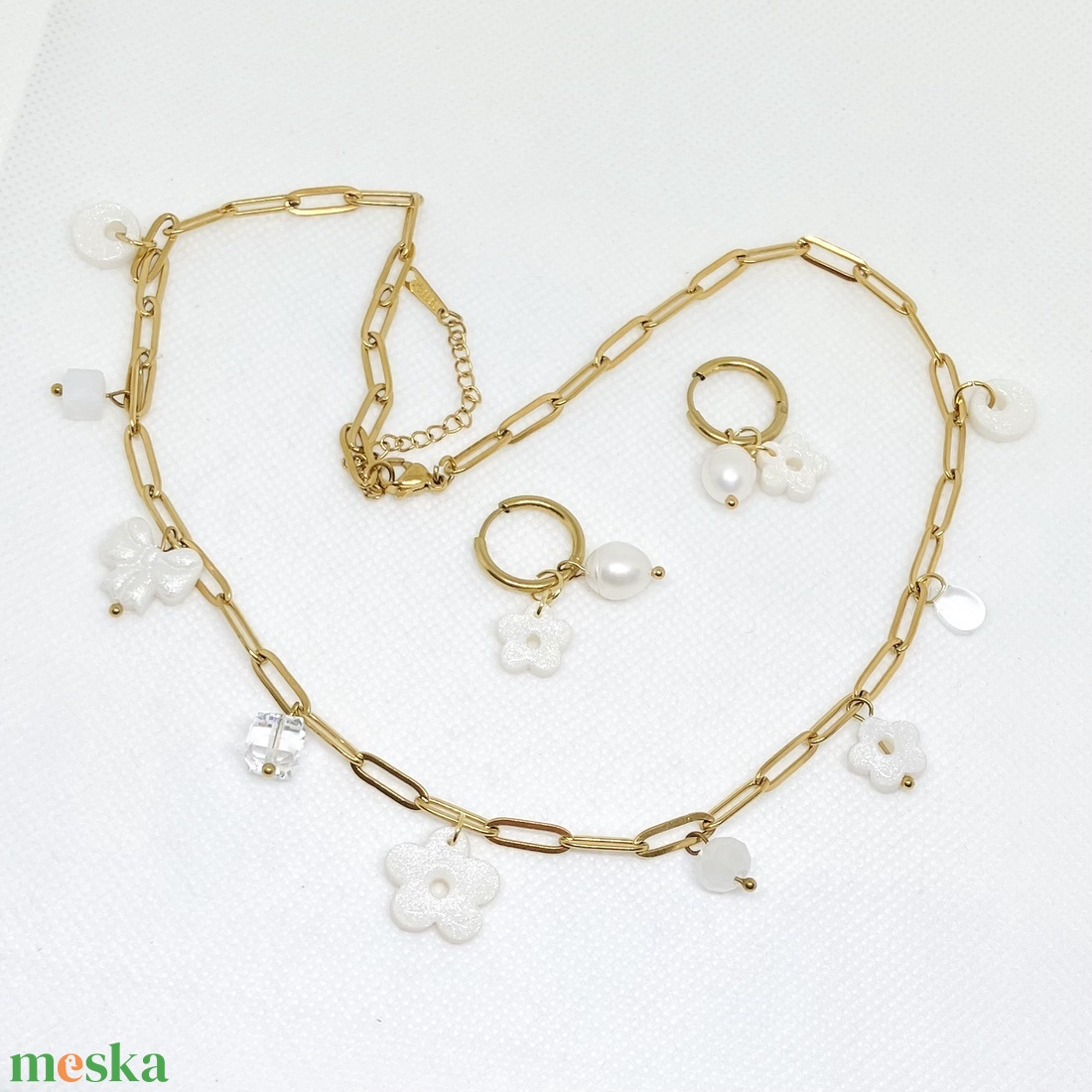 Fehér és arany ékszer szett - ékszer - ékszerszett - Meska.hu