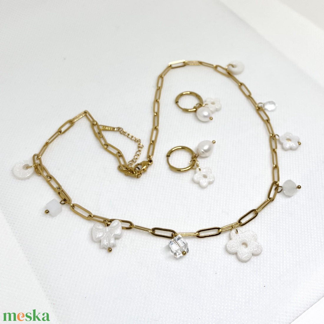 Fehér és arany ékszer szett - ékszer - ékszerszett - Meska.hu
