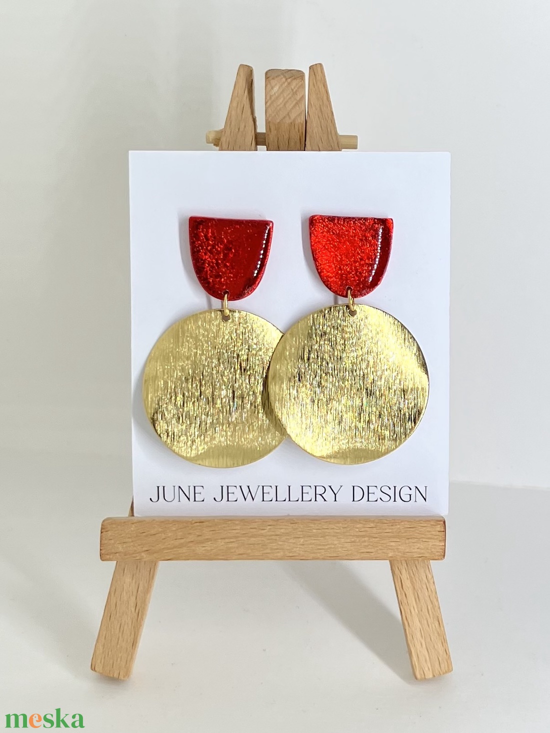 Mirabella metál piros fülbevaló - ékszer - fülbevaló - lógó fülbevaló - Meska.hu