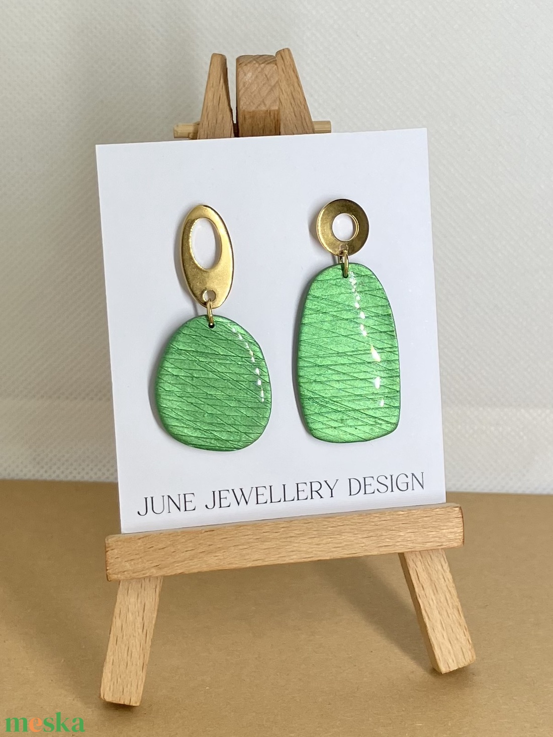 Zara zöld fülbevaló - ékszer - fülbevaló - lógó fülbevaló - Meska.hu