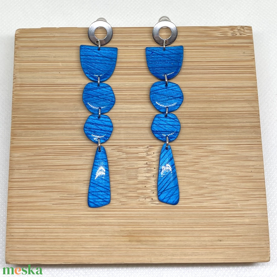 Lana kék fülbevaló - ékszer - fülbevaló - lógó fülbevaló - Meska.hu