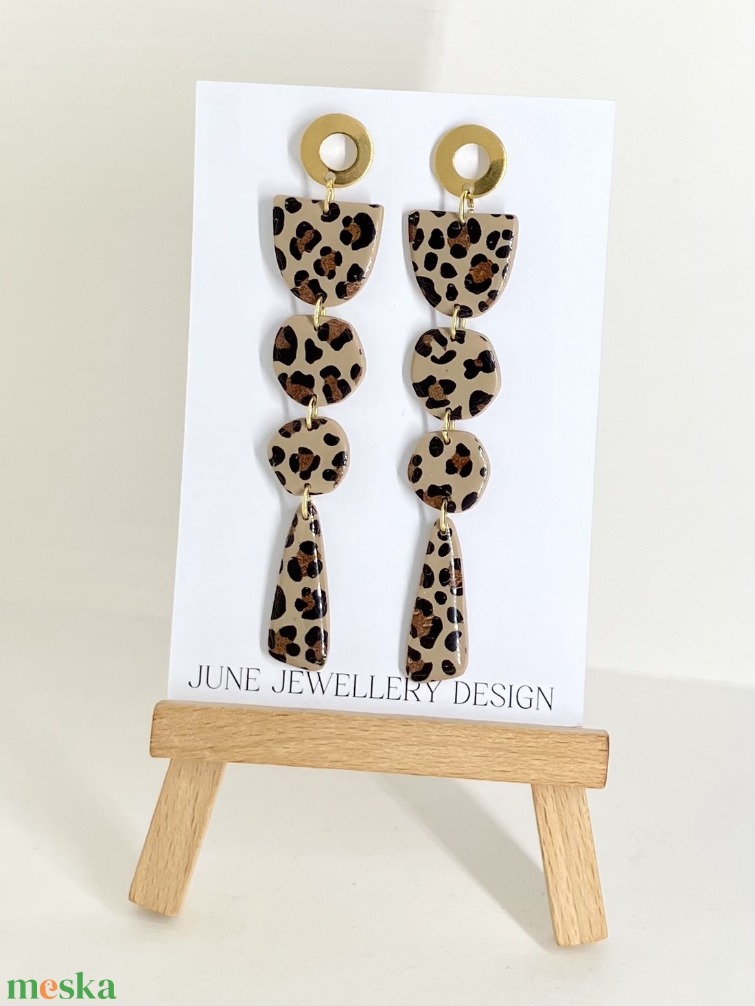 Lana leopárd mintás fülbevaló - ékszer - fülbevaló - lógó fülbevaló - Meska.hu