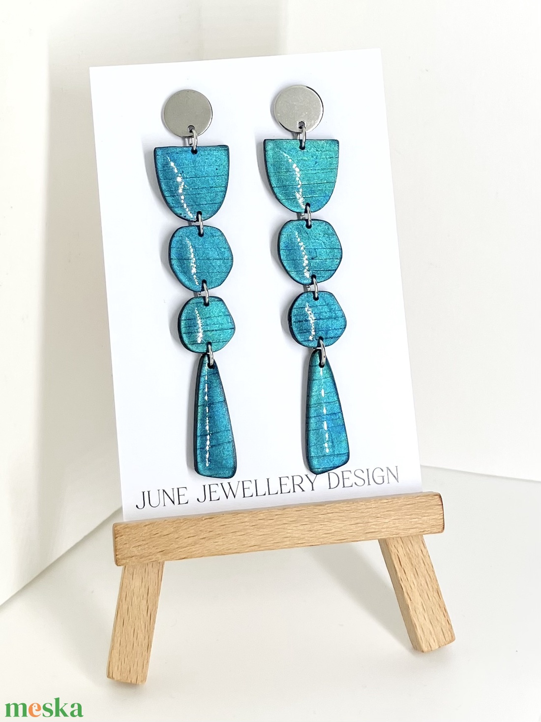 Lana fényes kék fülbevaló - ékszer - fülbevaló - lógó fülbevaló - Meska.hu