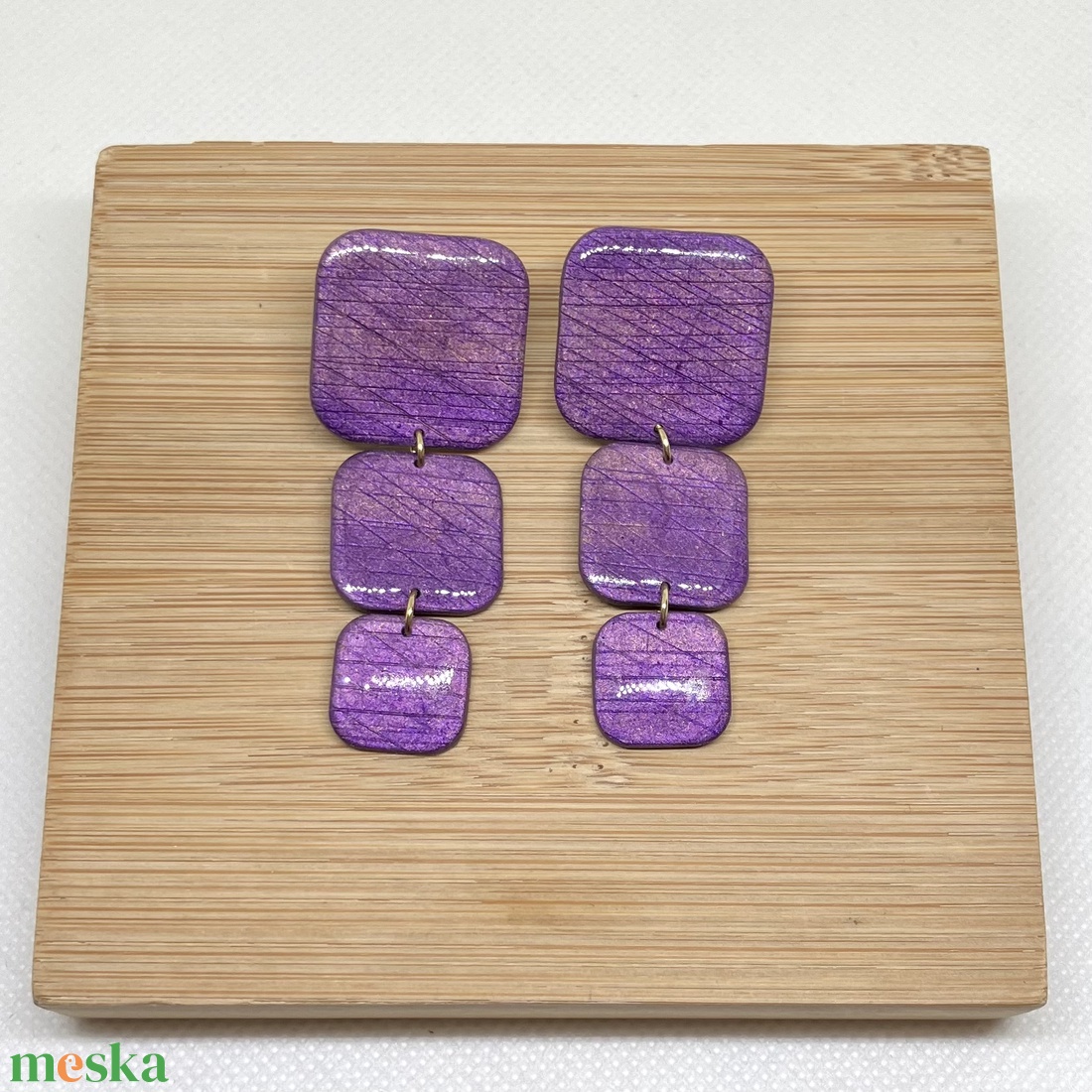 Norah padlizsán fülbevaló - ékszer - fülbevaló - lógó fülbevaló - Meska.hu