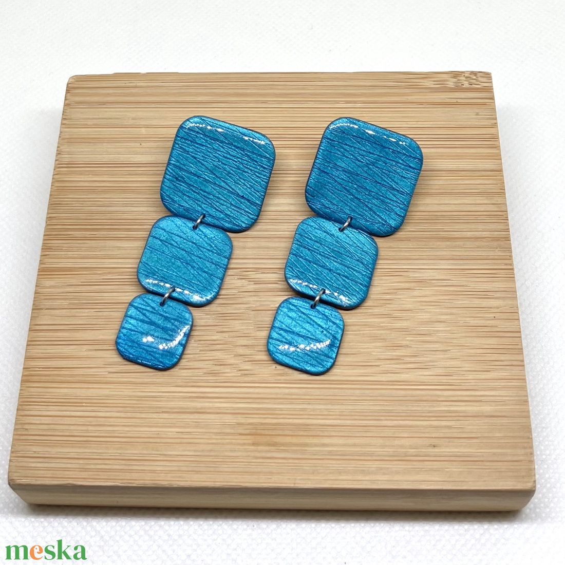 Norah kék fülbevaló - ékszer - fülbevaló - lógó fülbevaló - Meska.hu