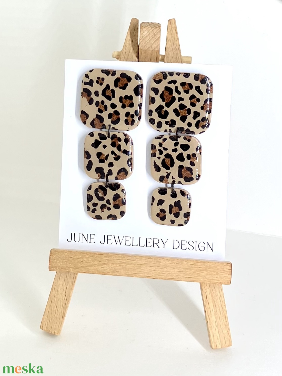 Norah leopard mintás fülbevaló - ékszer - fülbevaló - lógó fülbevaló - Meska.hu