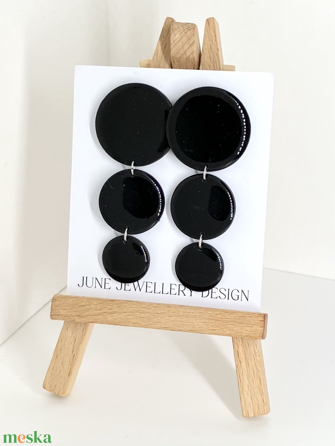 Ivonn fekete fülbevaló - ékszer - fülbevaló - lógó fülbevaló - Meska.hu