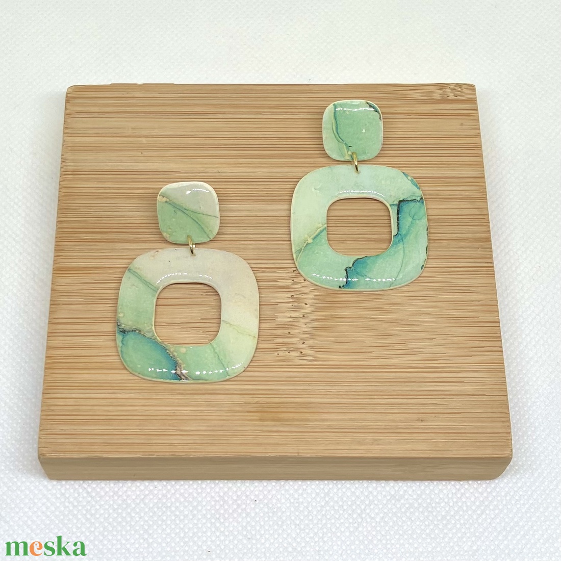 Sarah márványos fülbevaló - ékszer - fülbevaló - lógó fülbevaló - Meska.hu