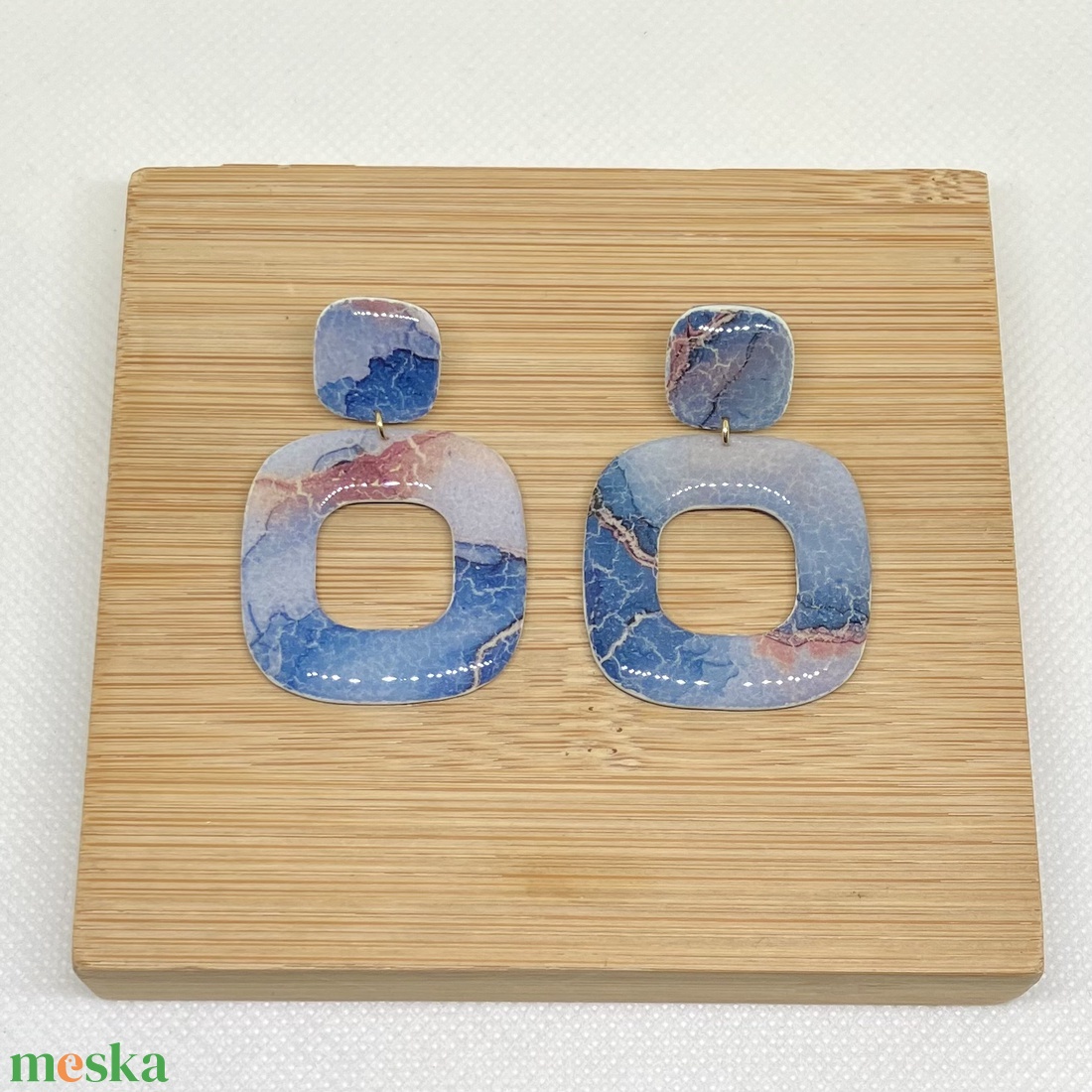 Sarah márványos fülbevaló - ékszer - fülbevaló - lógó fülbevaló - Meska.hu