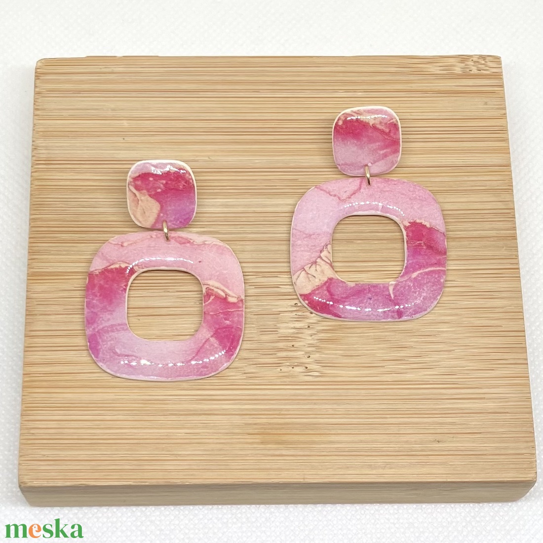 Sarah márványos fülbevaló - ékszer - fülbevaló - lógó fülbevaló - Meska.hu