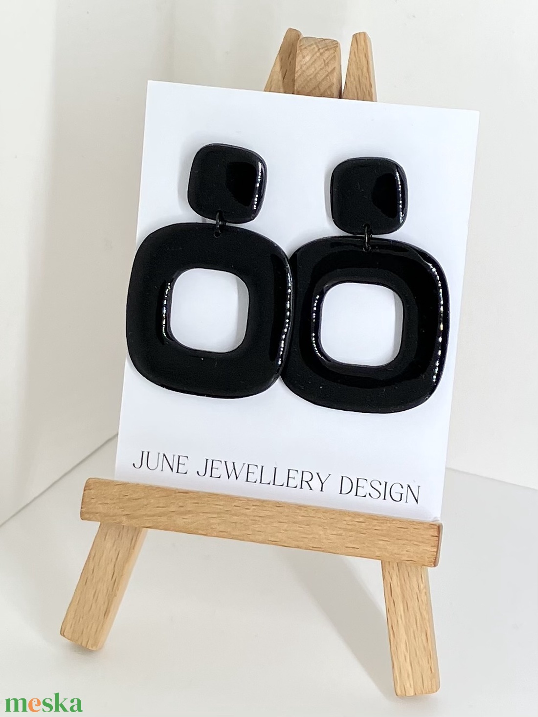 Sarah fekete-fehér fülbevaló - ékszer - fülbevaló - lógó fülbevaló - Meska.hu