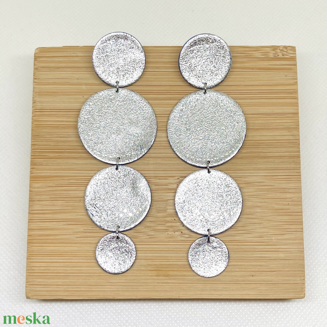 Bella ezüst nagy fülbevaló - ékszer - fülbevaló - lógó fülbevaló - Meska.hu