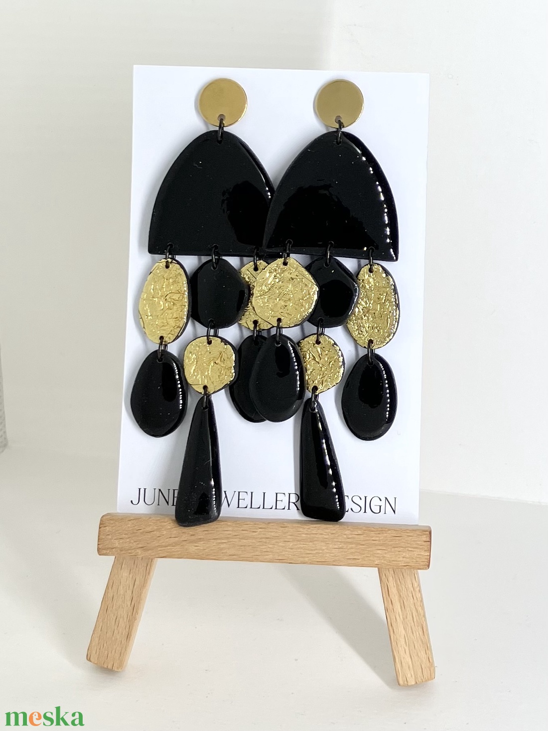 Party kollekció fekete - ékszer - fülbevaló - lógó fülbevaló - Meska.hu