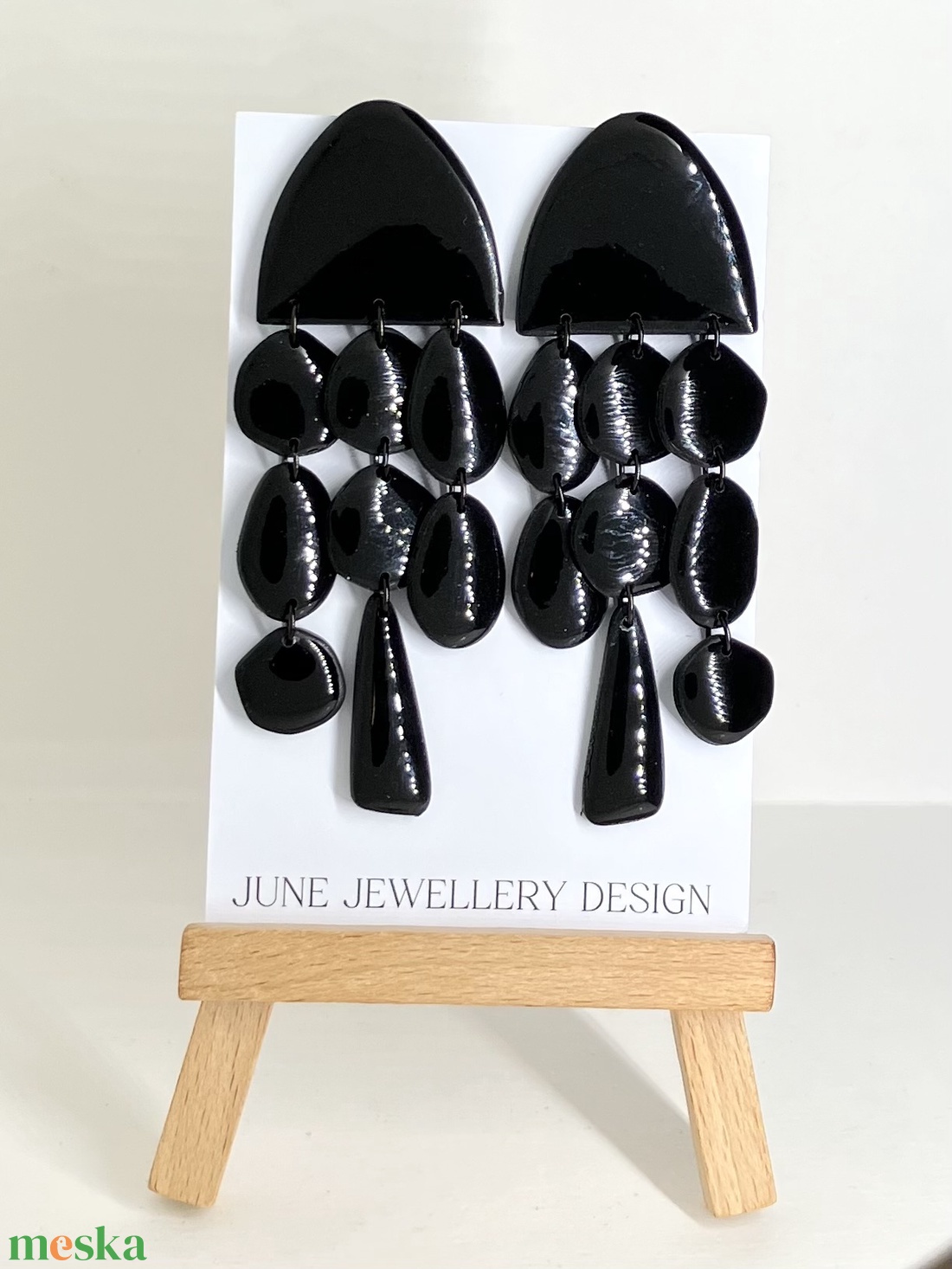 Party kollekció fekete - ékszer - fülbevaló - lógó fülbevaló - Meska.hu