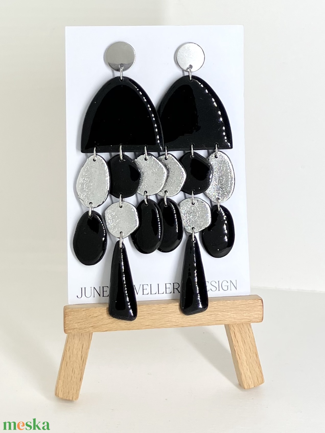 Party kollekció fekete - ékszer - fülbevaló - lógó fülbevaló - Meska.hu