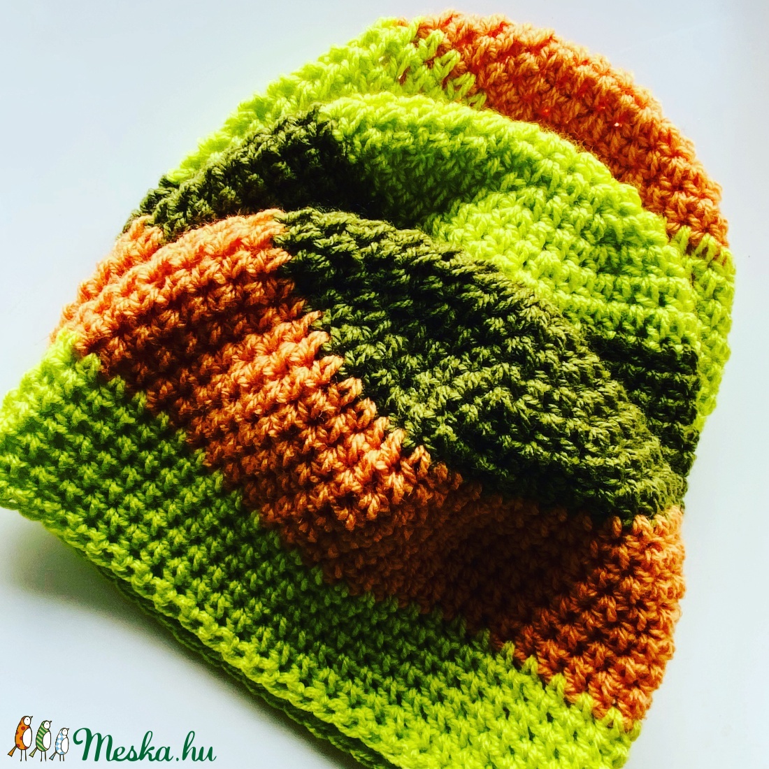 Csíkos beanie variációk - ruha & divat - sál, sapka, kendő - sapka - Meska.hu
