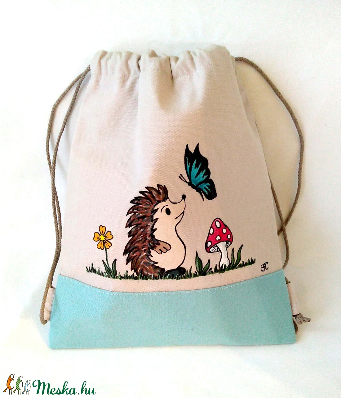 Kézzel festett gyerek hátizsák  Sünis  - játék & sport - ovis felszerelés - ovis hátizsák - Meska.hu