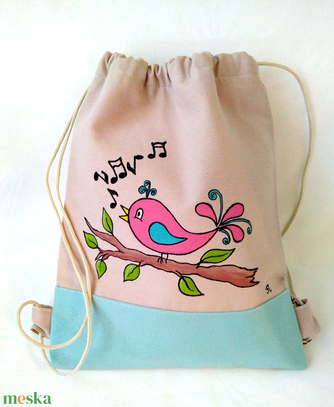 Kézzel festett  kismadaras  gyerek hátizsák - táska & tok - hátizsák - kishátizsák - Meska.hu