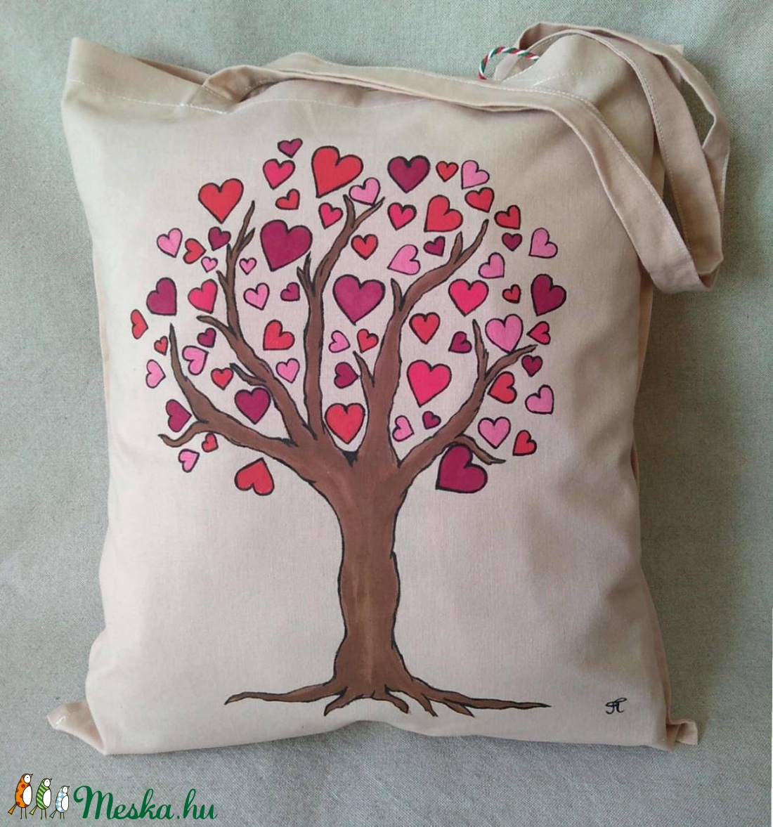 Kézzel festett  életfa  bevásárlótáska - táska & tok - bevásárlás & shopper táska - shopper, textiltáska, szatyor - Meska.hu