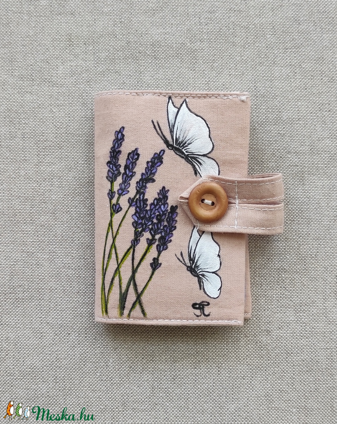 Kézzel festett  levendulás-pillangós irattartó - táska & tok - pénztárca & más tok - kártyatartó & irattartó - Meska.hu